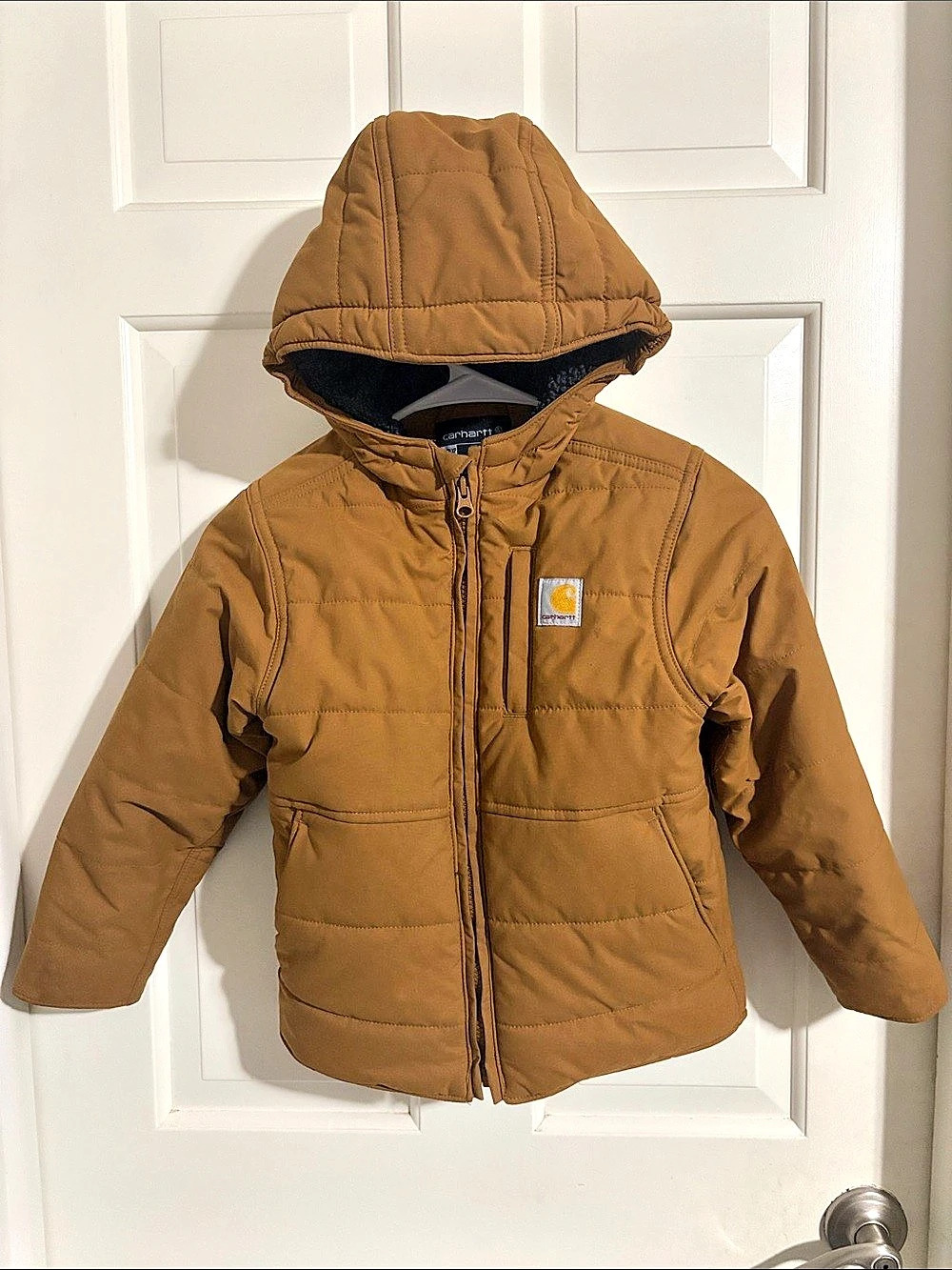 Carhartt Kids Insulated Hooded Active Jacket Brown Boys XS (6)